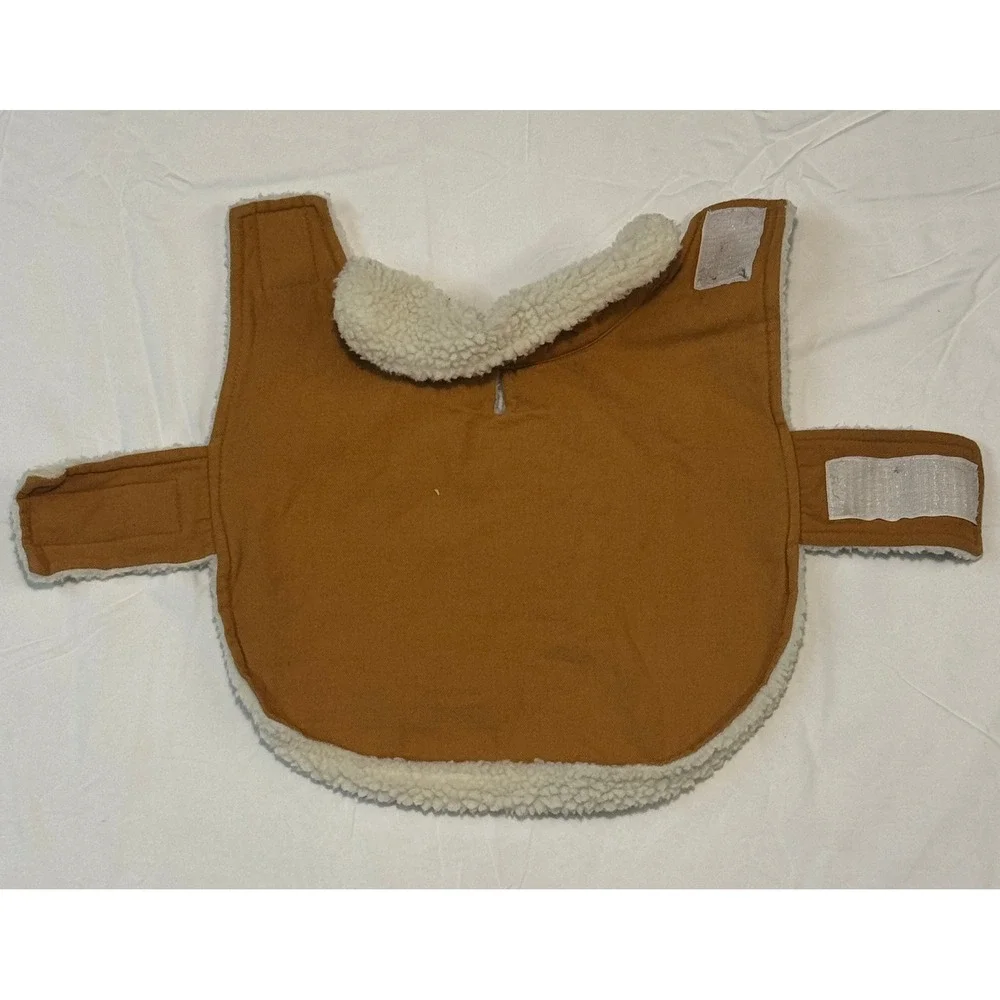 Brown Canvas Dog Chore Coat Fleece Lined Pet Vest Jacket Small